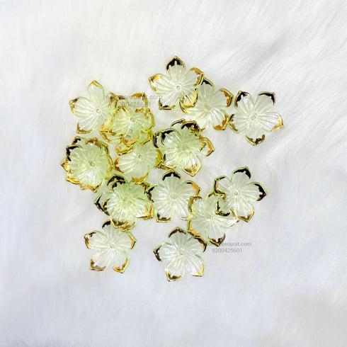 Light Green Acrylic flower with golden border
